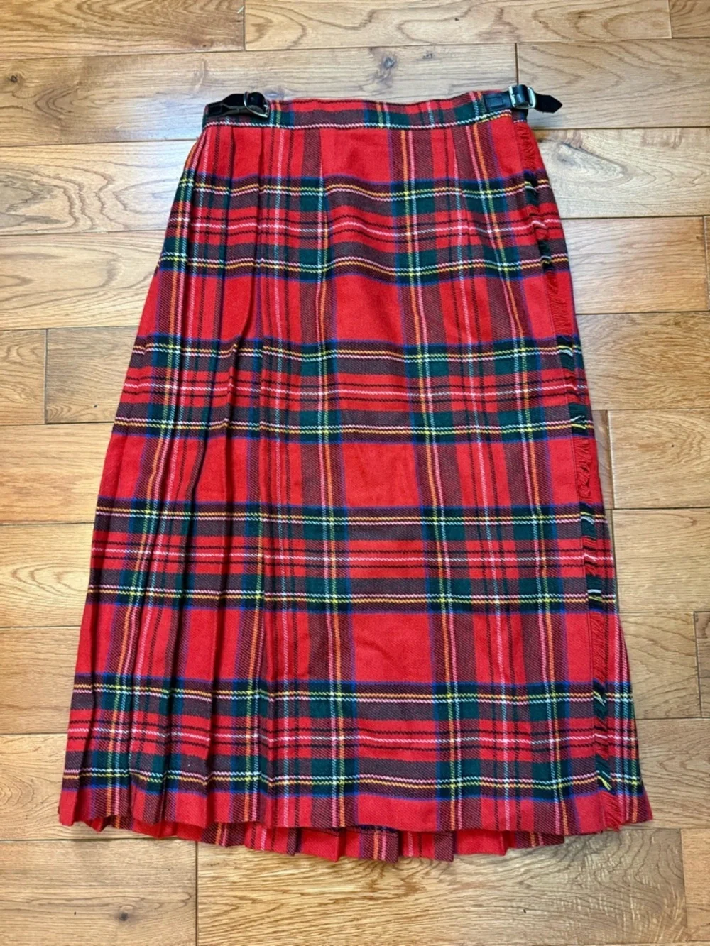 Vintage Blarney Woollen Mills Tartan Wrap Wool Blend Midi Skirt Kilt